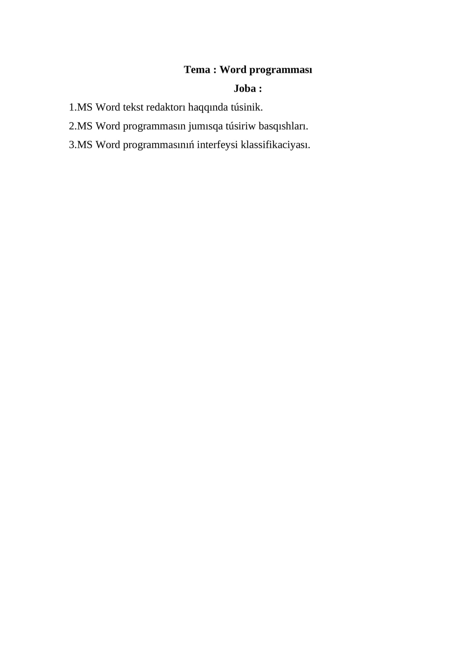 Word programması 1
