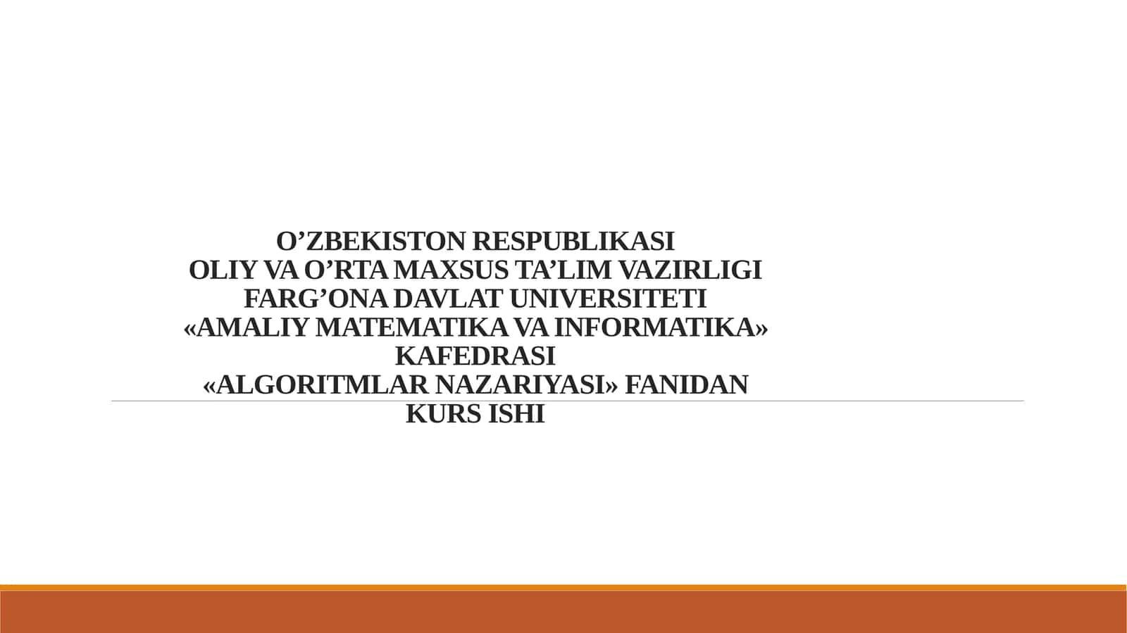 ALGORITMLAR NAZARIYASI 1