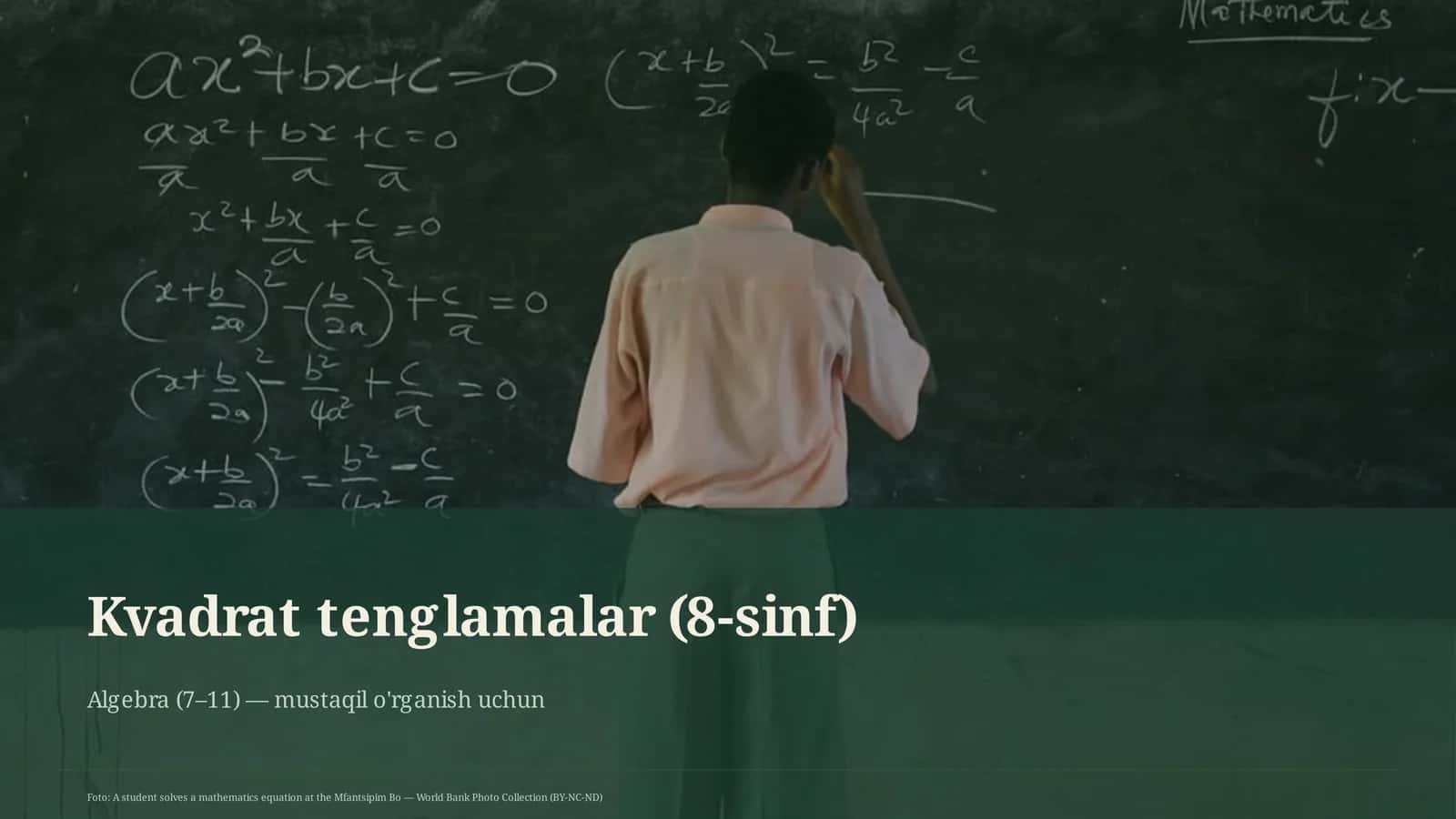 Kvadrat tenglamalar (8-sinf) 1