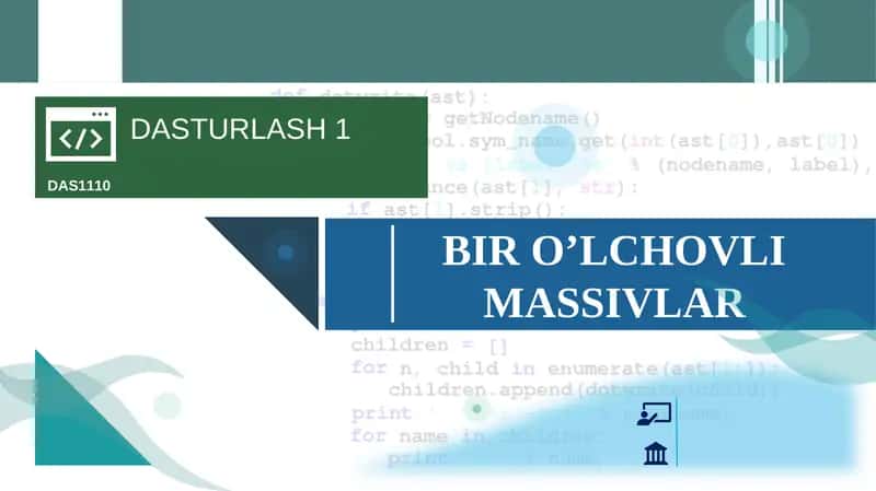 BIR O’LCHOVLI  MASSIVLAR 1