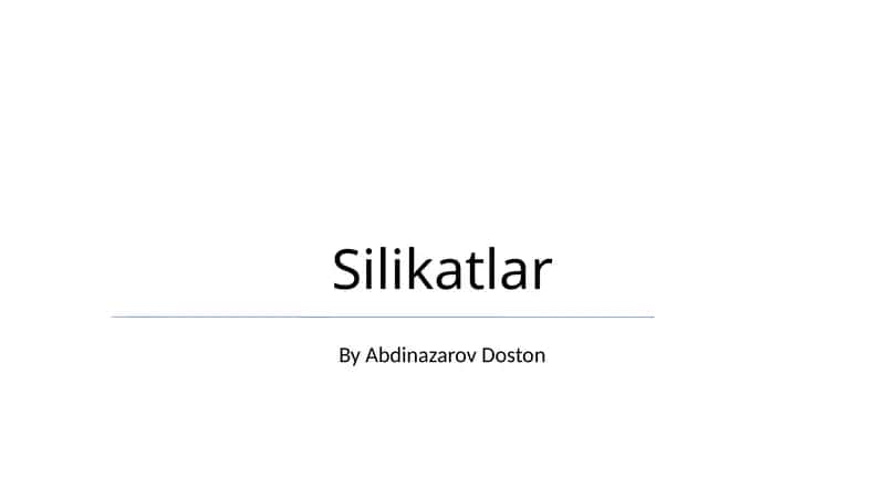 Silikatlar 1
