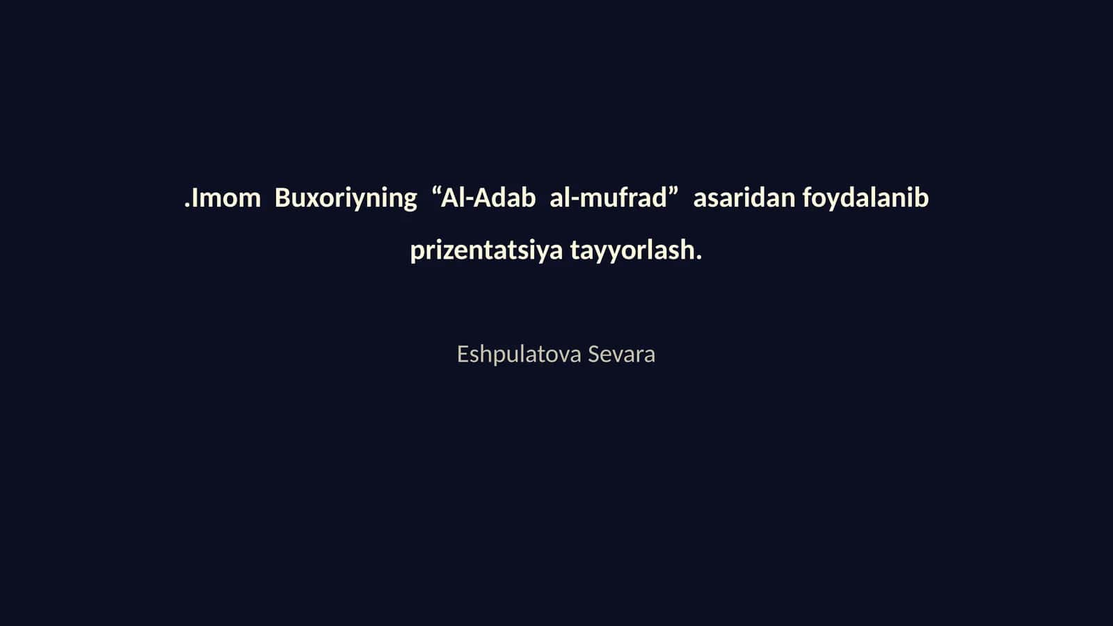 Al-Adab al-mufrad 1