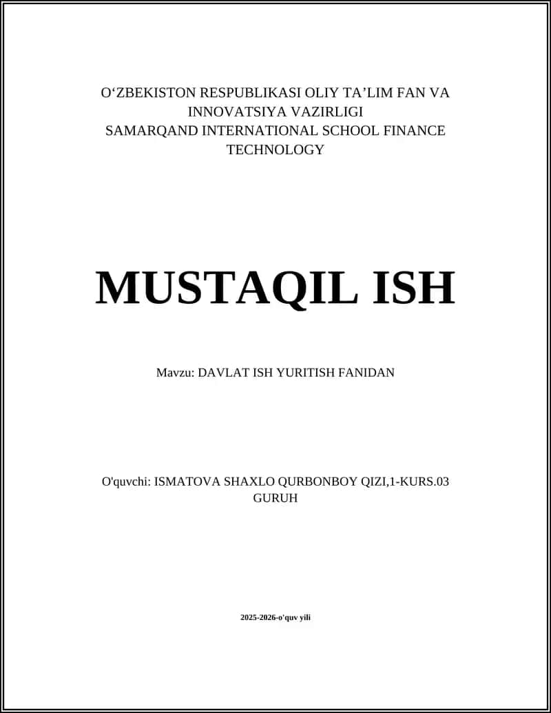 DAVLAT ISH YURITISH FANIDAN 1