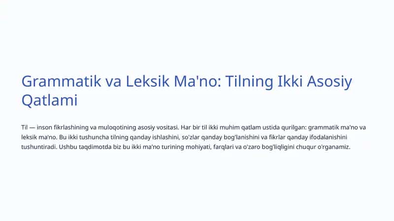 Grammatik va Leksik Ma'no 1