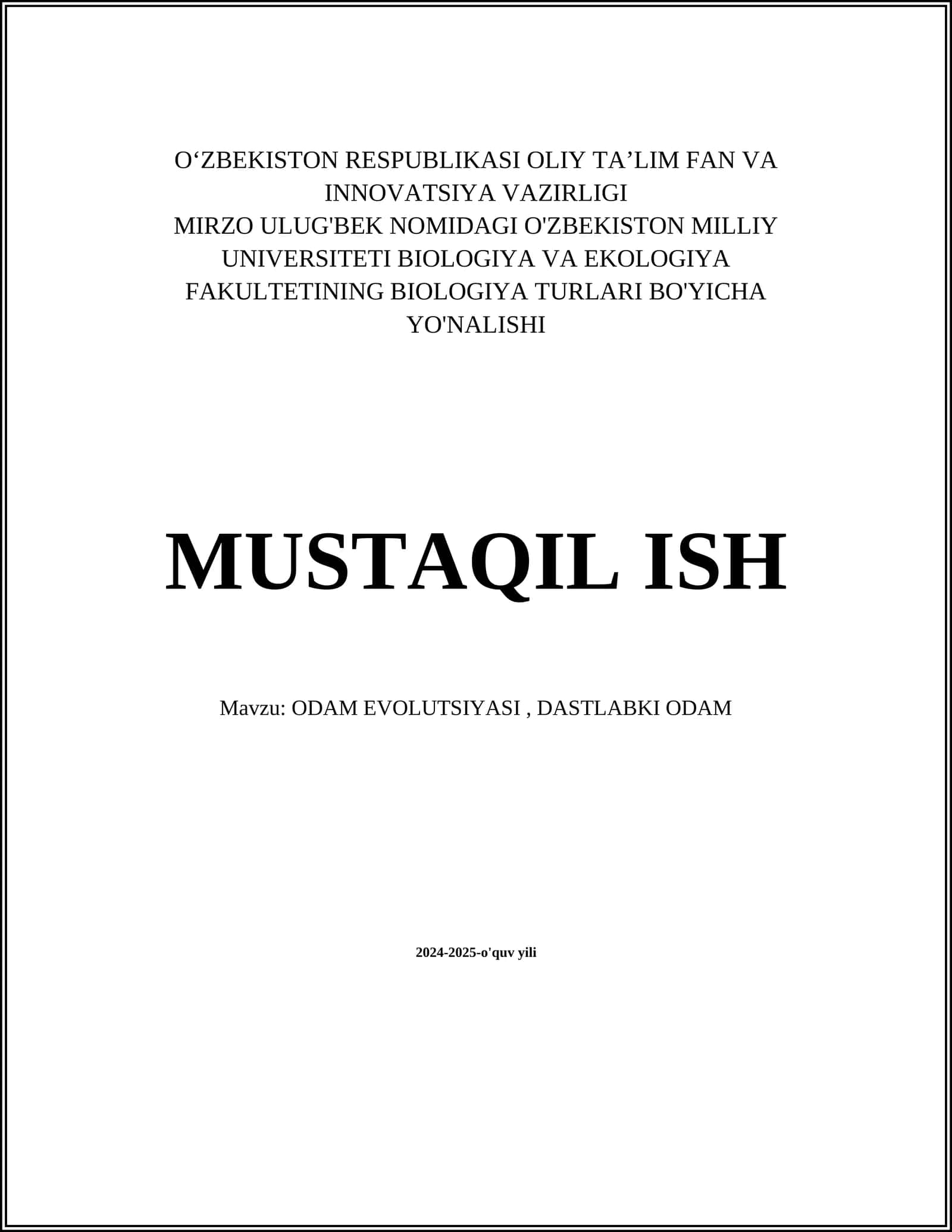 Inson Evolutsiyasi 1