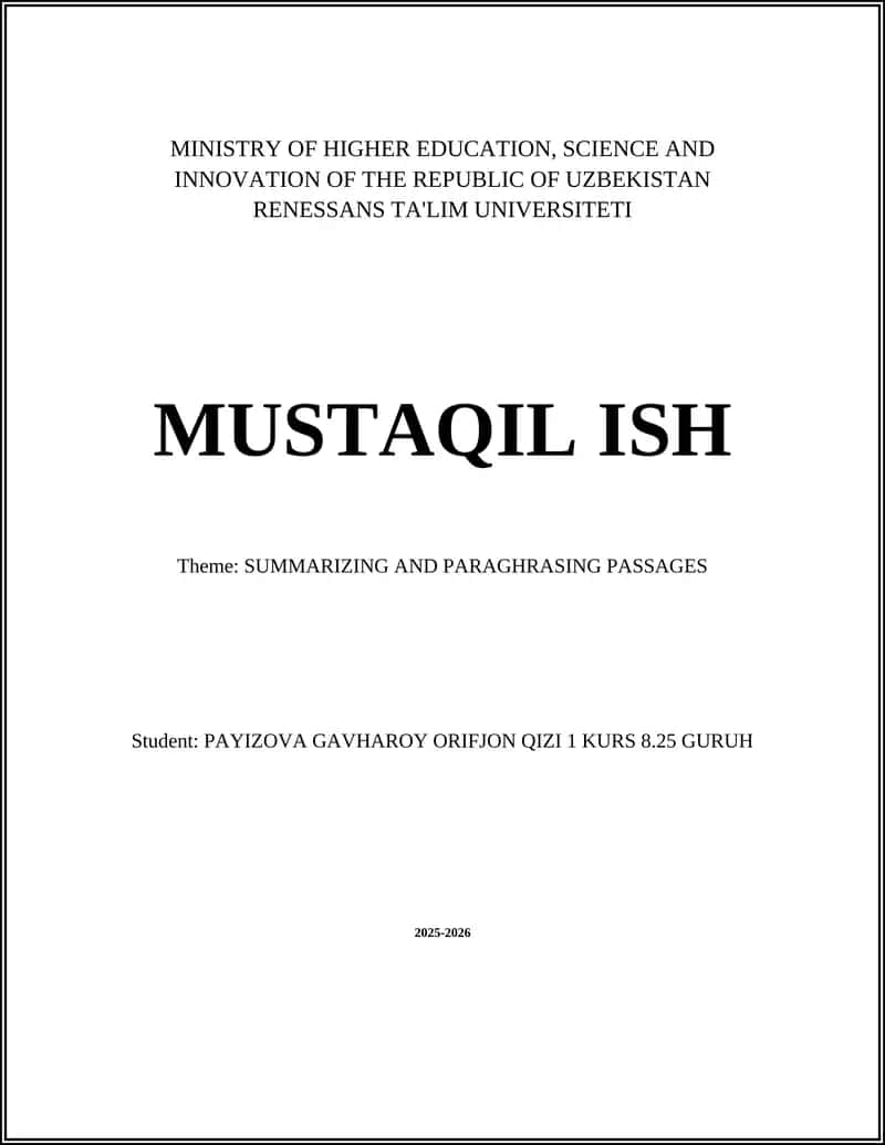 SUMMARIZING AND PARAGHRASING PASSAGES 1