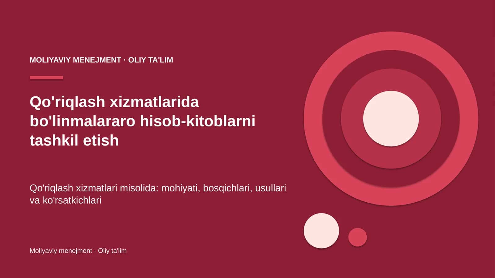 Qo'riqlash xizmatlarida bo'linmalararo hisob-kitoblarni tashkil etish 1