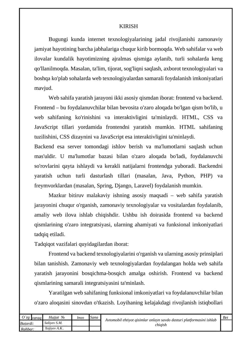 Web sahifalar va web ilovalar 1