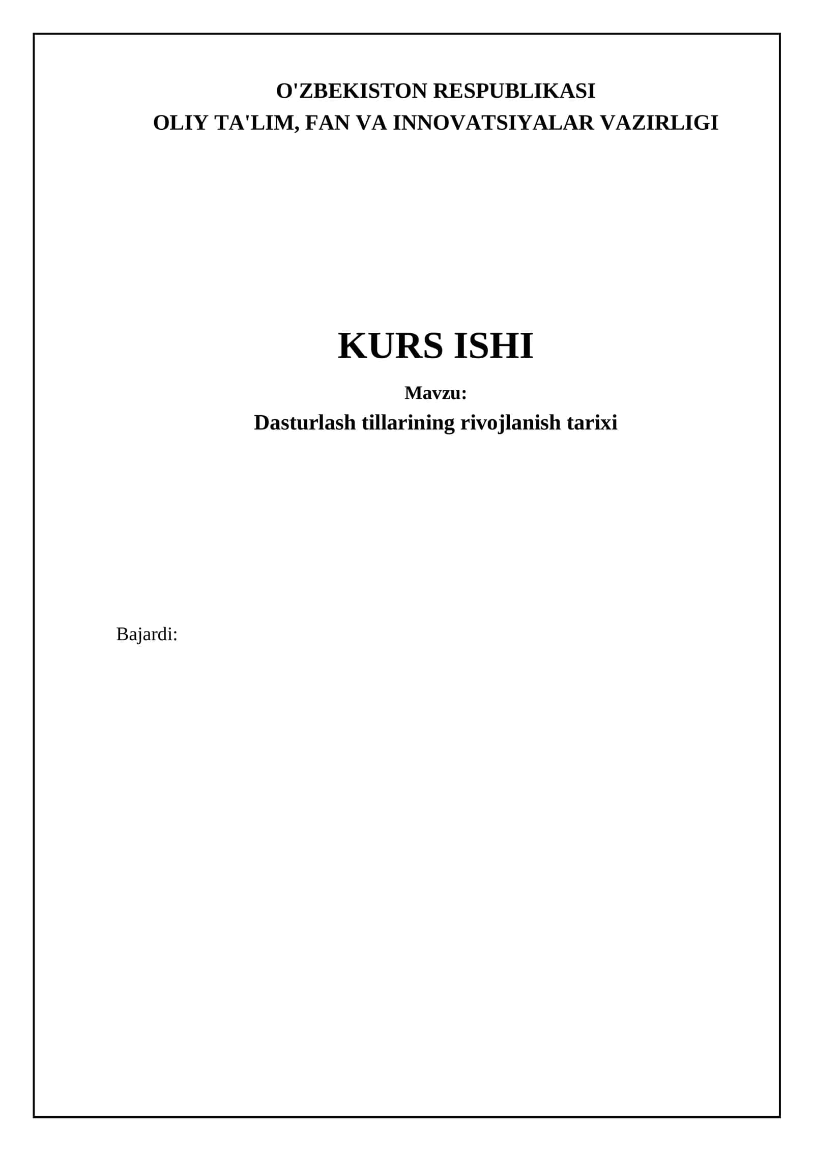 Dasturlash tillarining rivojlanish tarixi 1