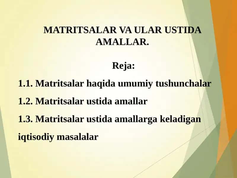 MATRITSALAR VA ULAR USTIDA AMALLAR 1
