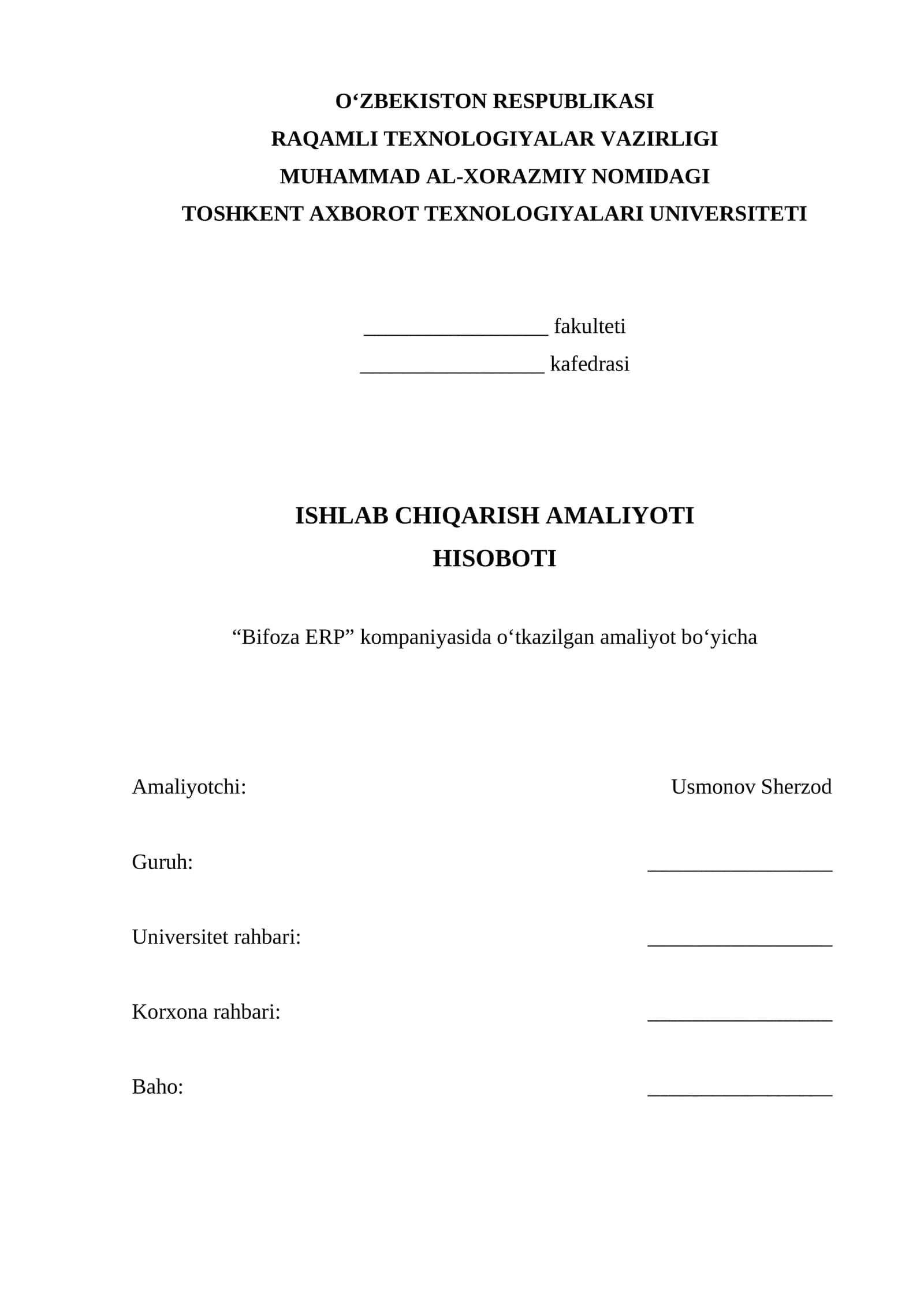 Ishlab Chiqarish Amaliyoti 1