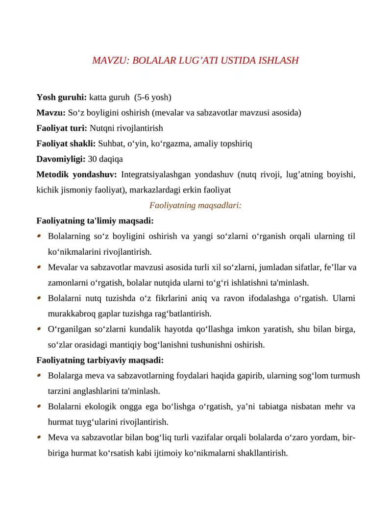 Bolalar Lug'ati ustida ishlash 1