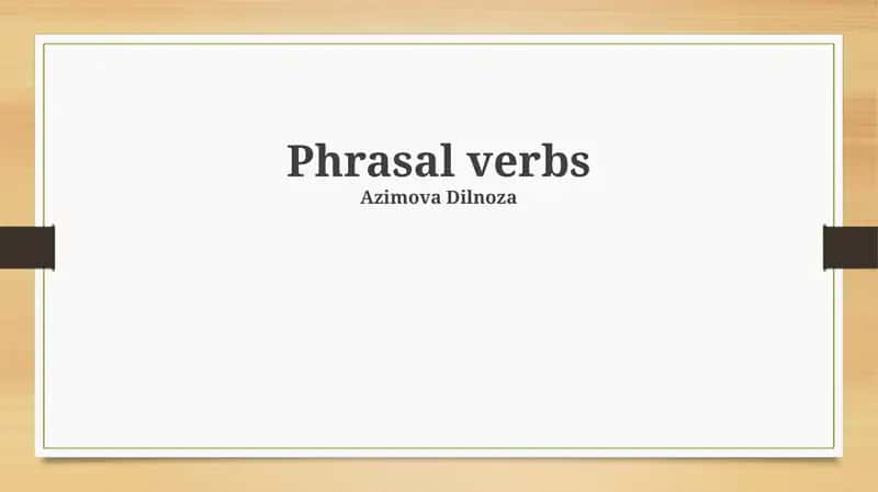 Phrasal verbs 1