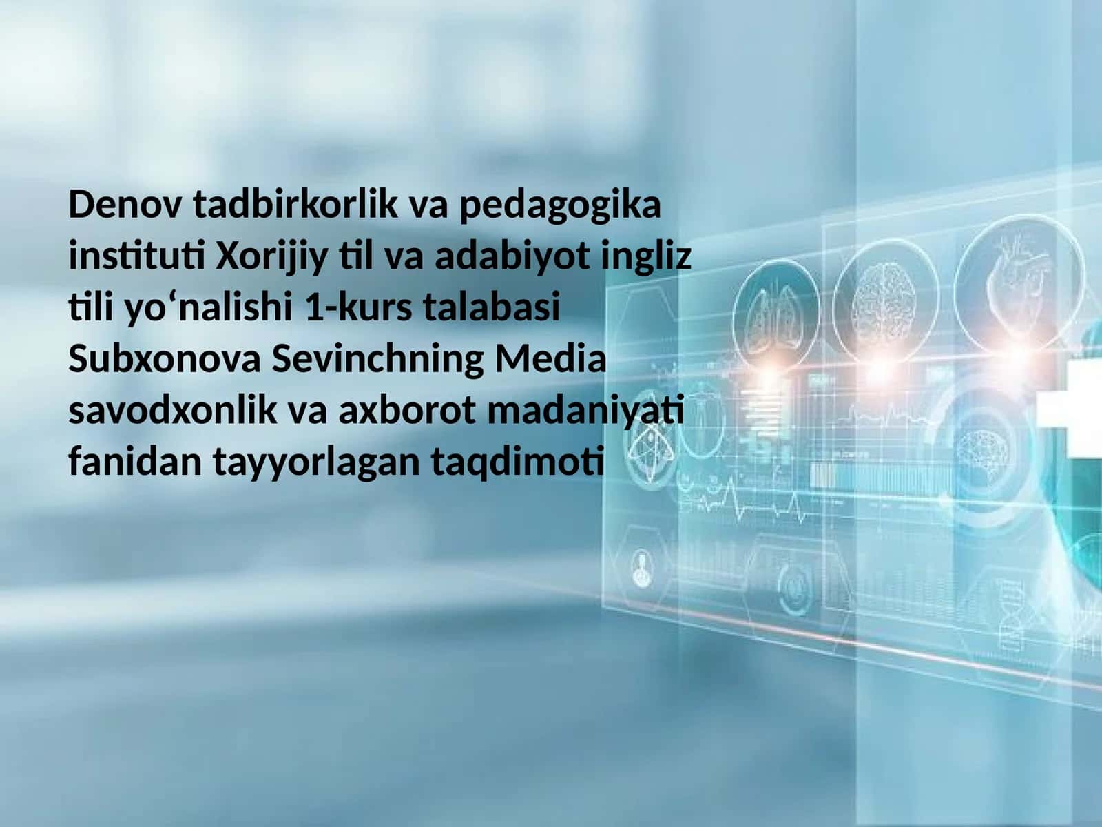 Xorijiy til va adabiyot ingliz tili yoʻnalishi 1-kurs talabasi Subxono 1