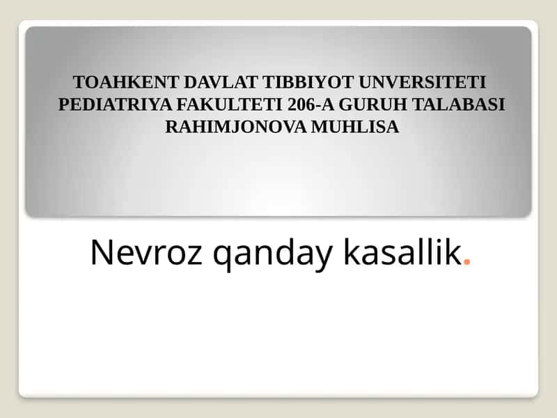 Nevroz Qanday Kasallik 1