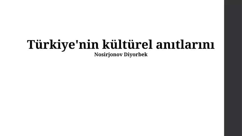 Türkiye'nin Kültürel Mirası 1
