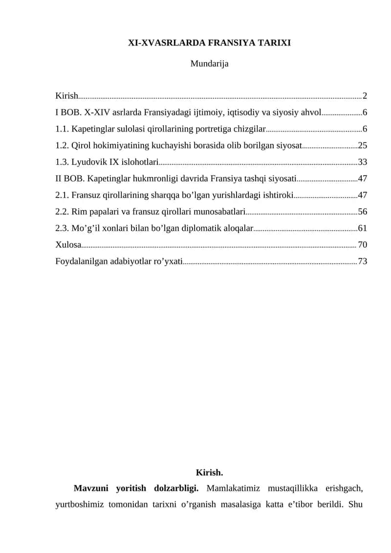 XI-XVASRLARDA FRANSIYA TARIXI 1