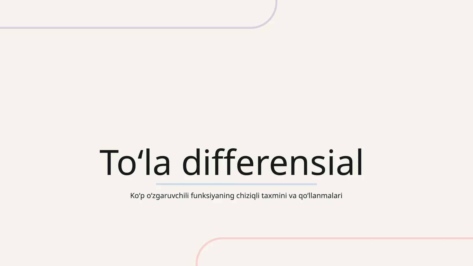 toʻla differensial 1