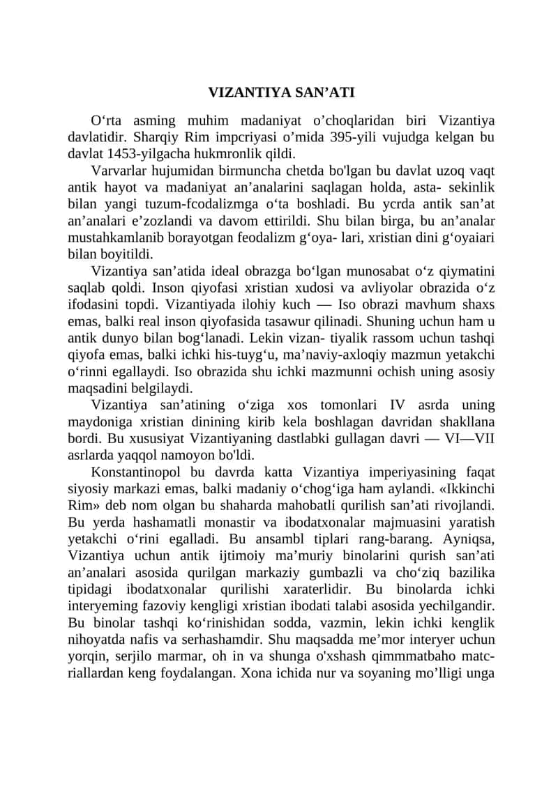 VIZANTIYA SAN’ATI 1