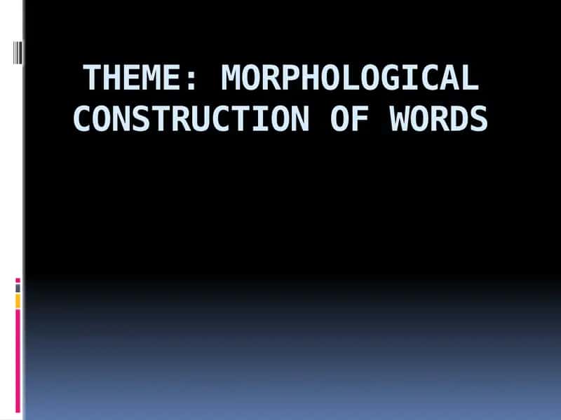Morphological Construction of Words 1