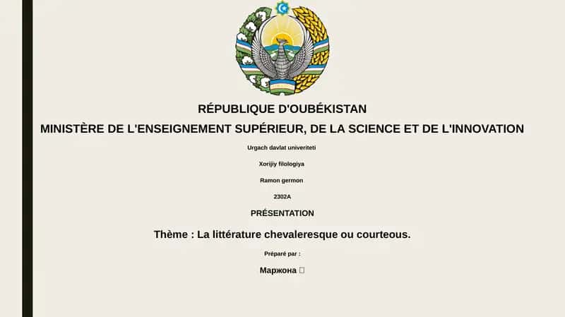 La littérature chevaleresque ou courteous 1