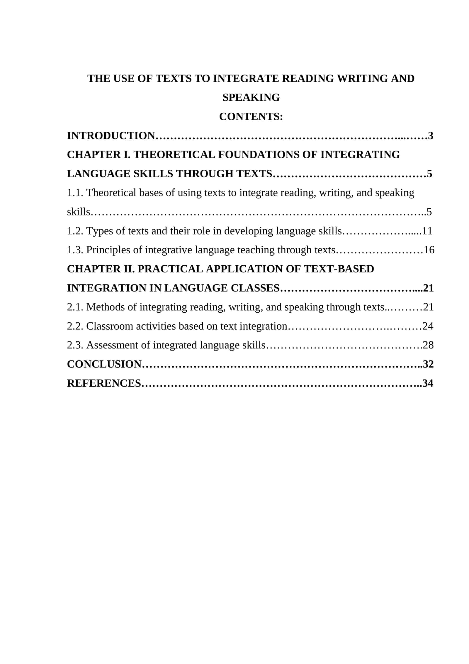 THE USE OF TEXTS TO INTEGRATE READING WRITING AND SPEAKING 1