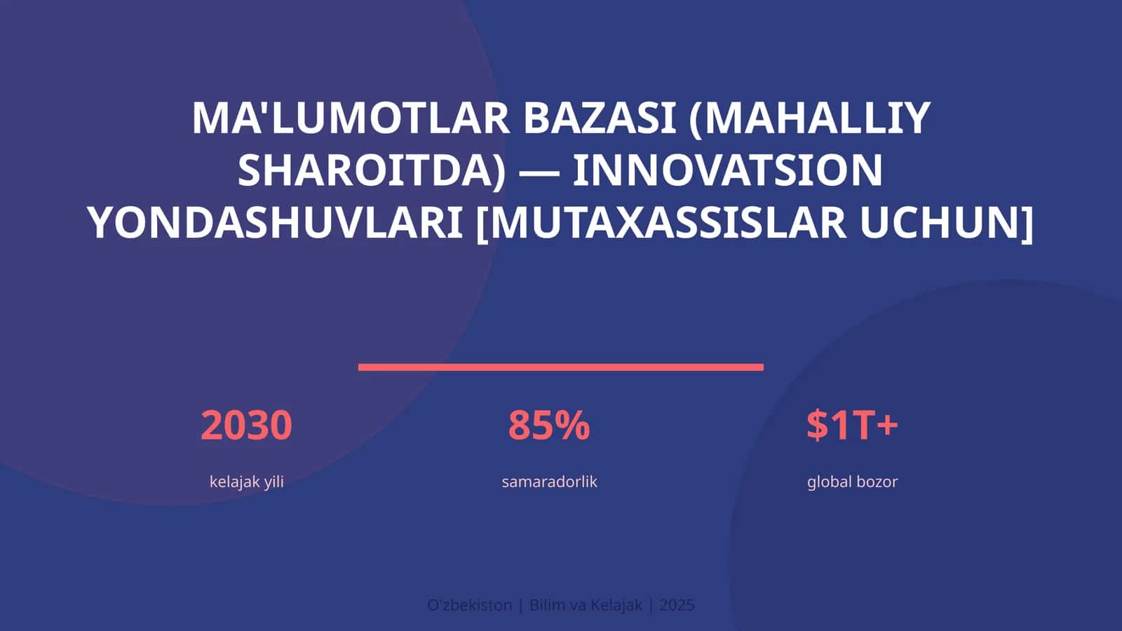 Ma'lumotlar bazasi (mahalliy sharoitda) — innovatsion yondashuvlari [mutaxassislar uchun] 1