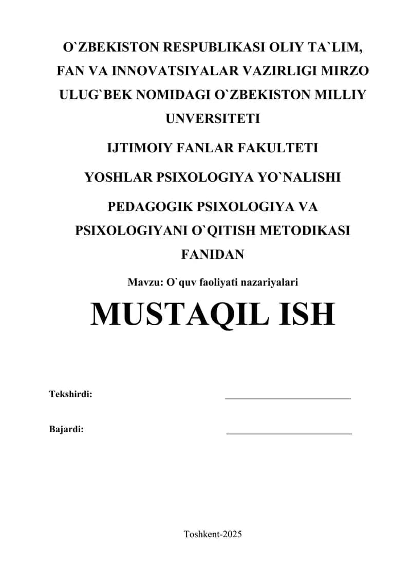 O`quv faoliyati nazariyalari 1