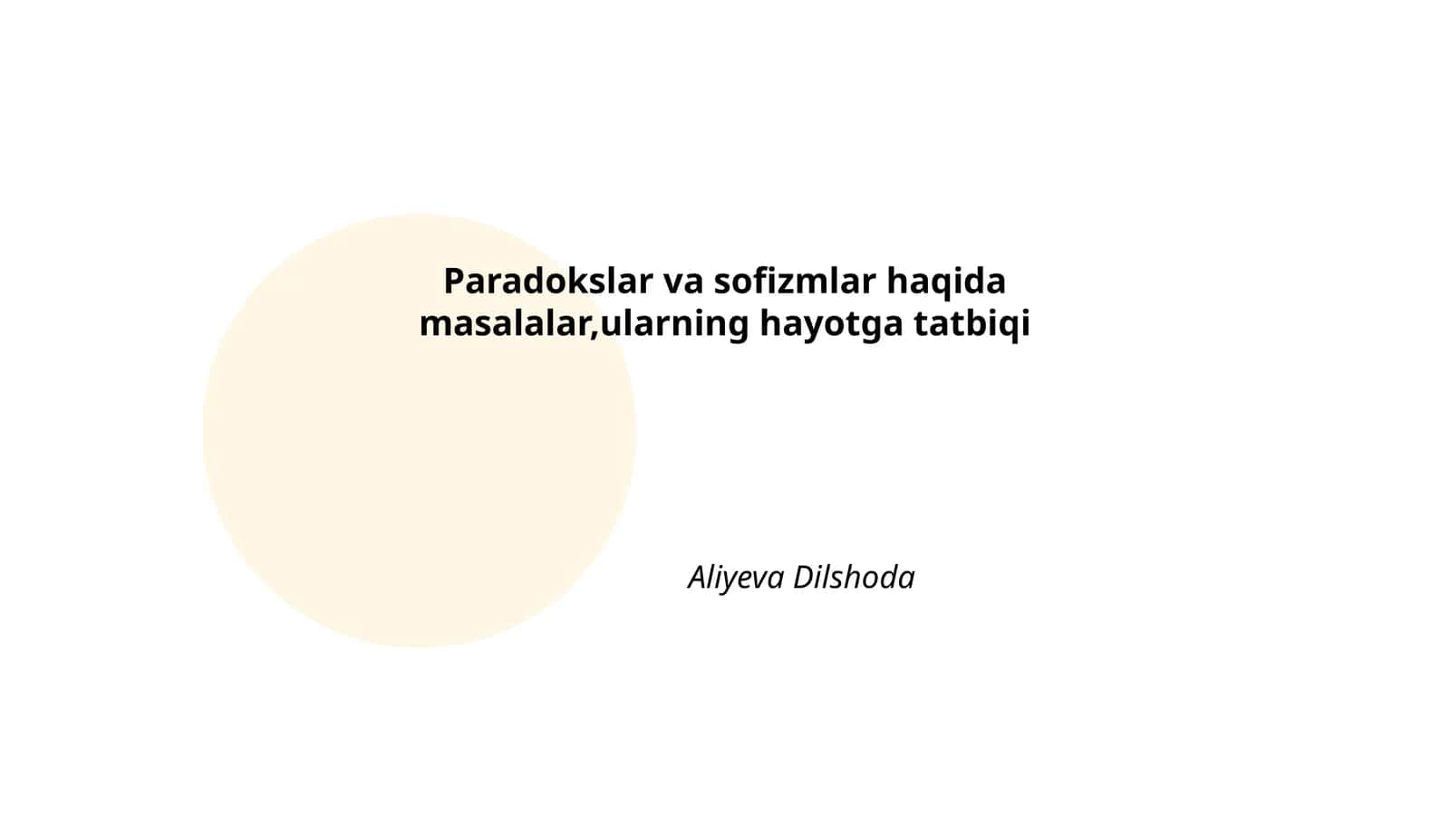 Paradokslar va Sofizmlar 1