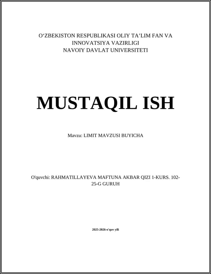 LIMIT MAVZUSI BUYICHA 1