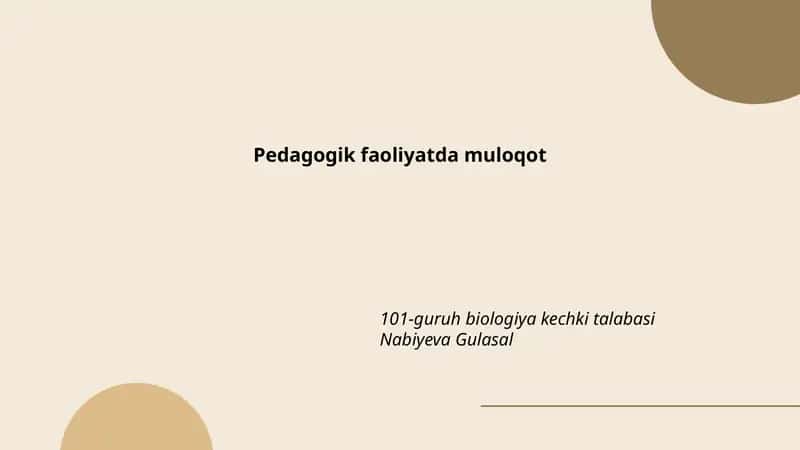 Pedagogik faoliyatda muloqot 1