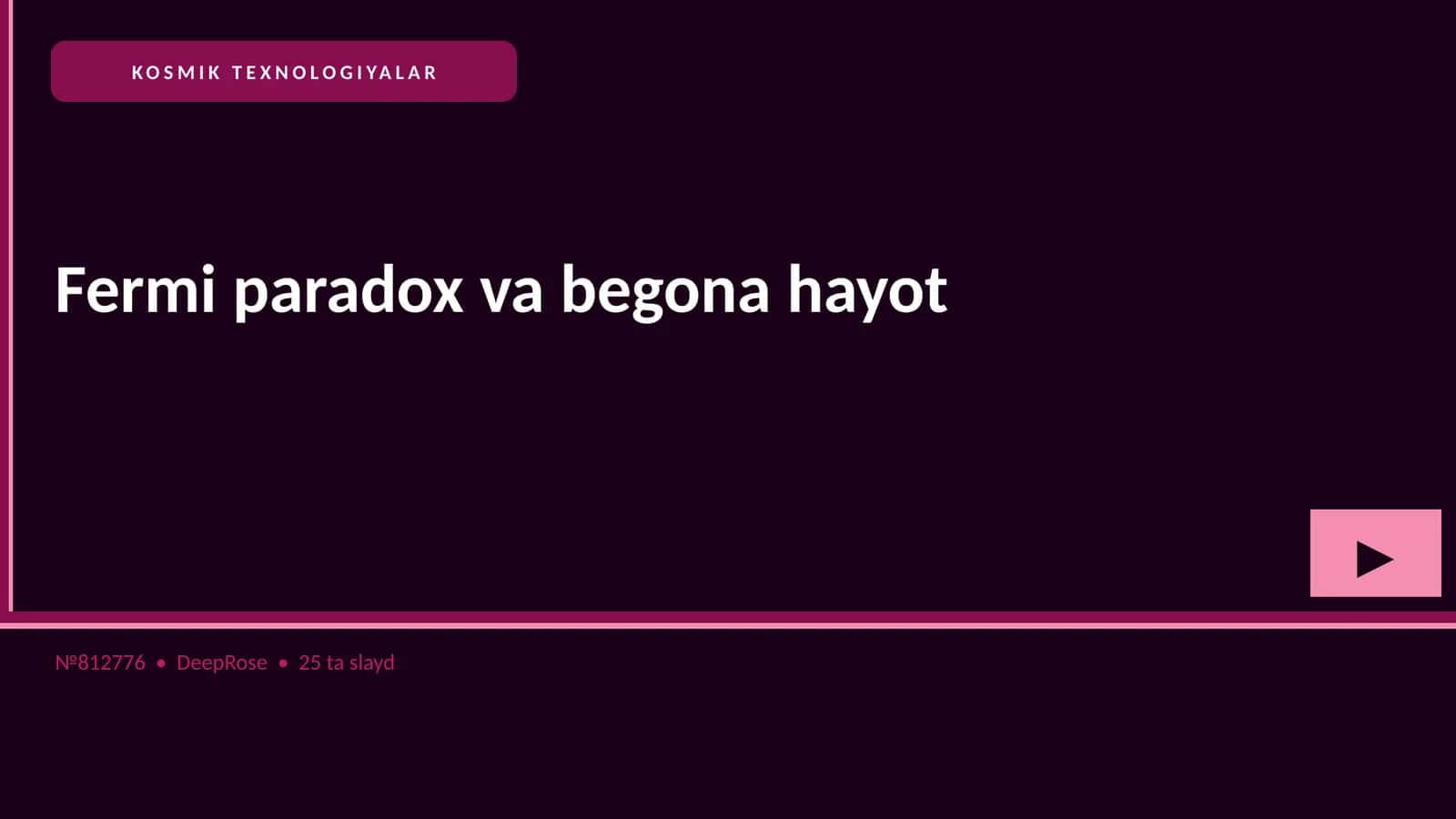 Fermi paradox va begona hayot 1