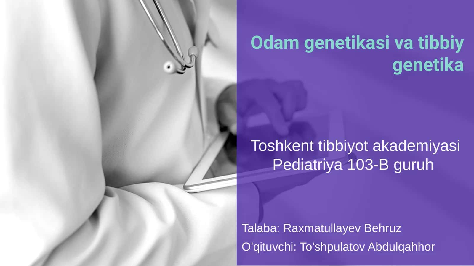 Odam genetikasi va tibbiy genetika 1