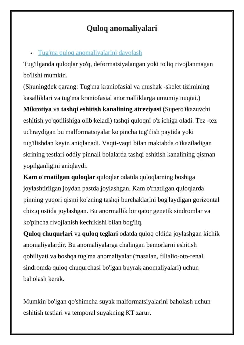 Quloq anomaliyalari 1