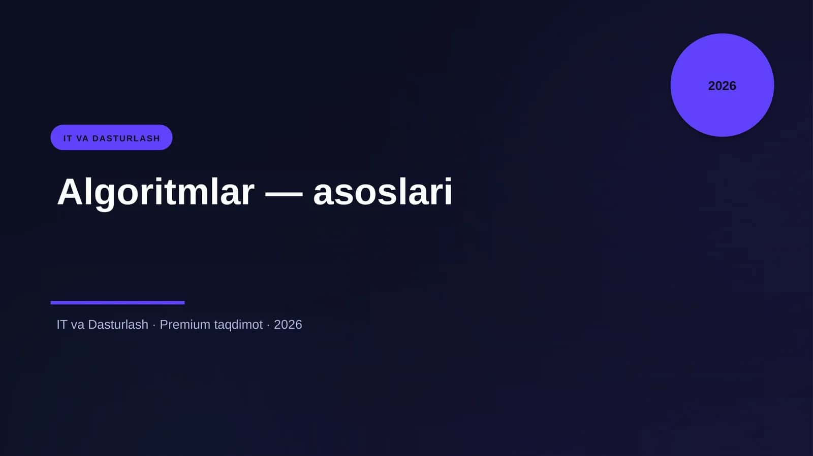 Algoritmlar — asoslari 1
