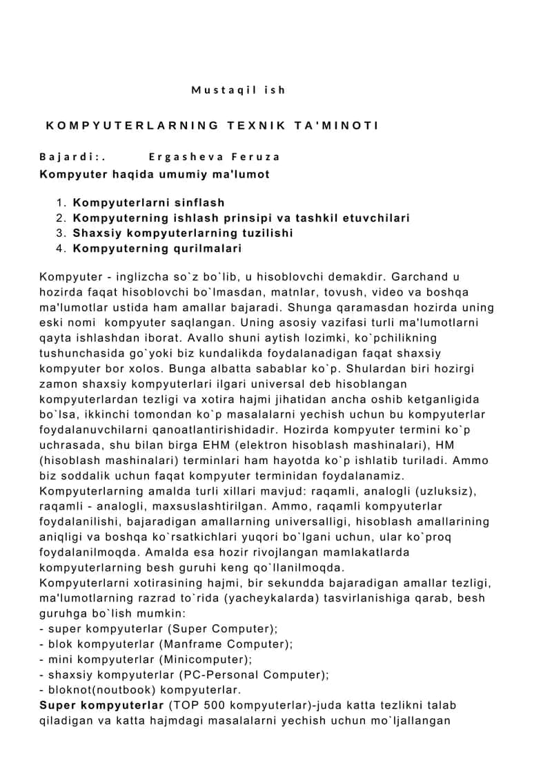 Kompyuterlarning texnik ta'mini 1