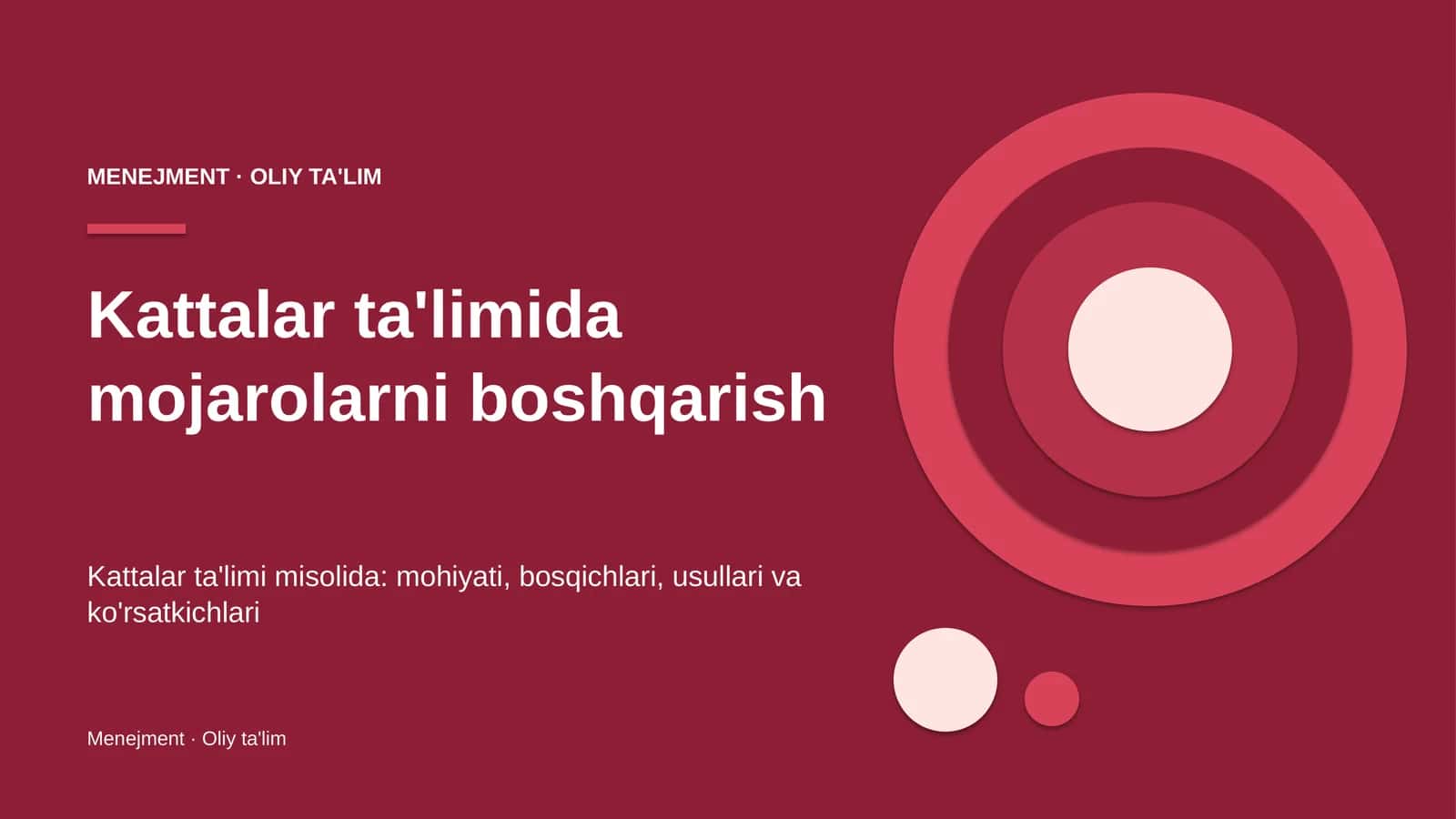 Kattalar ta'limida mojarolarni boshqarish 1