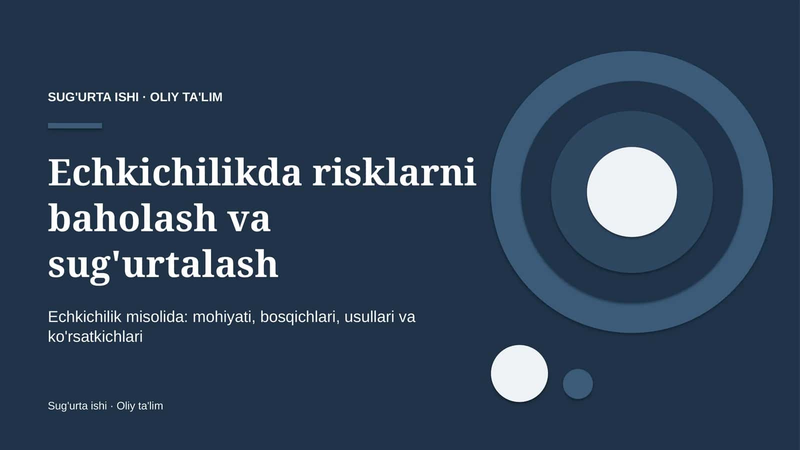 Echkichilikda risklarni baholash va sug'urtalash 1
