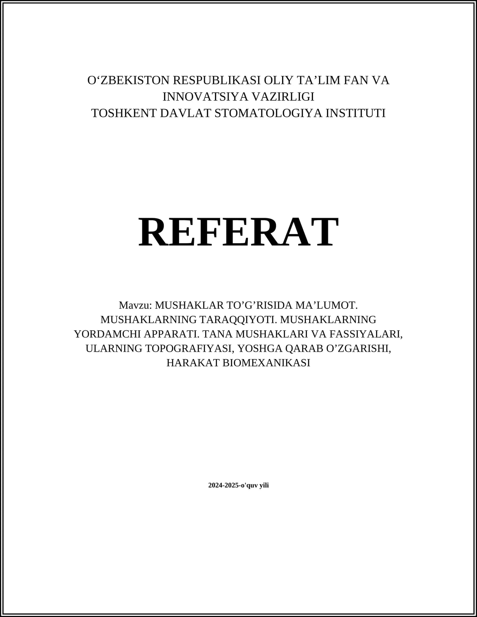 Mushaklar to'g'risida ma'lumot 1