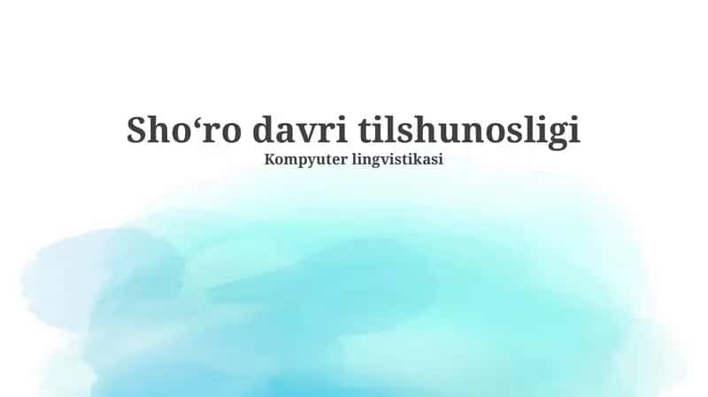 Shoʻro davri tilshunosligi 1