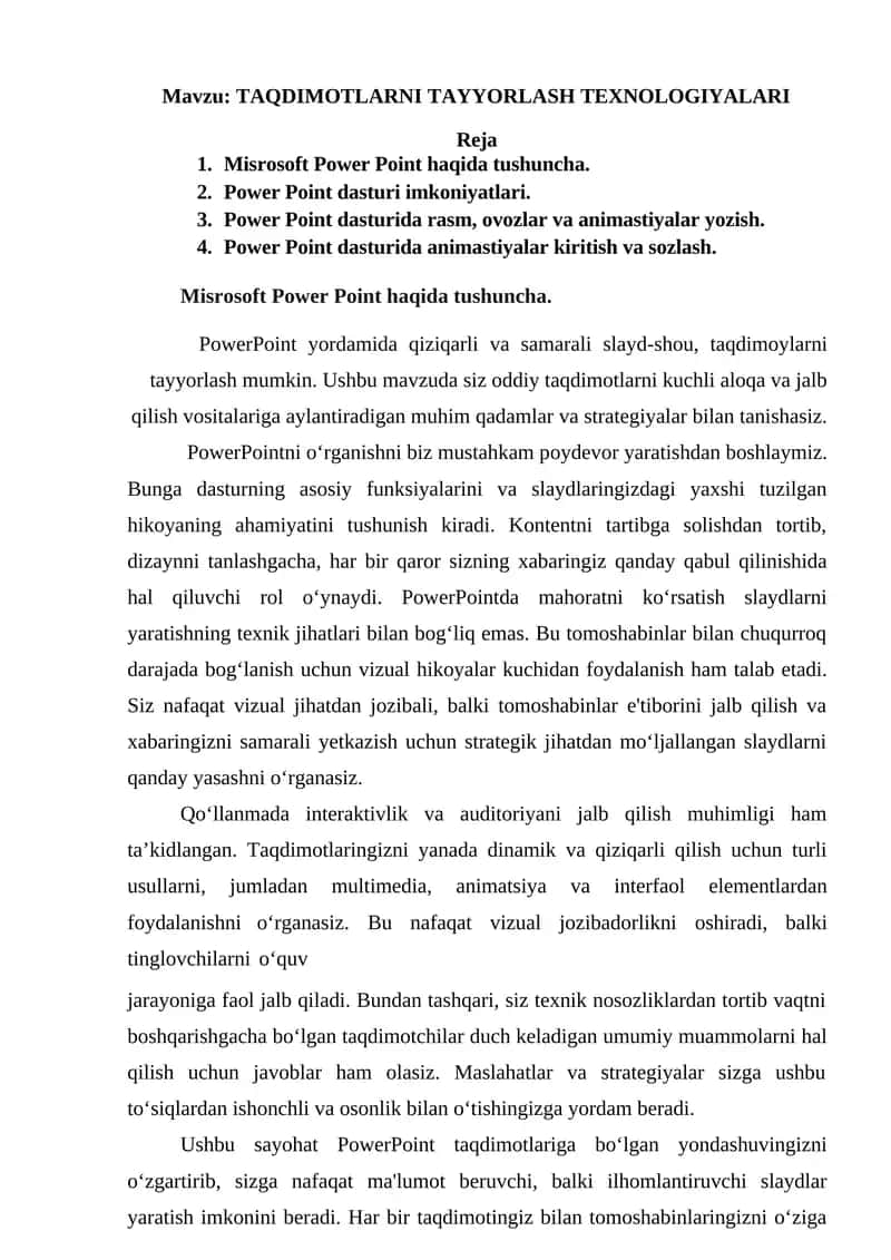 Misrosoft Power Point 1