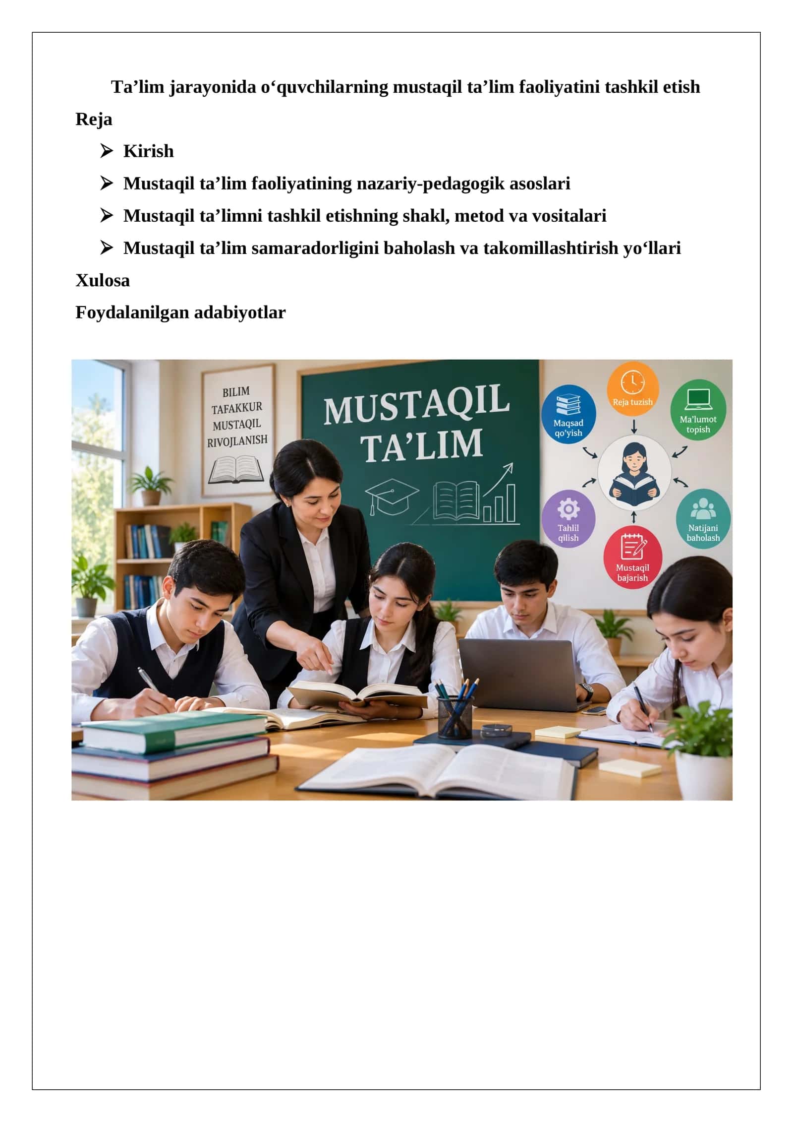 Mustaqil ta’lim faoliyatini tashkil etish 1