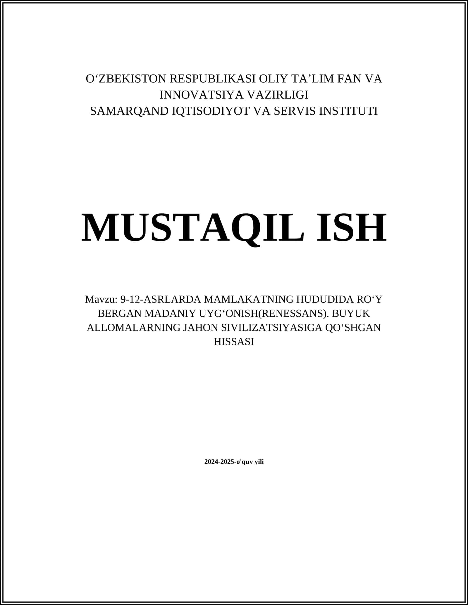 Amir Temurning madaniy yutuqlari 1