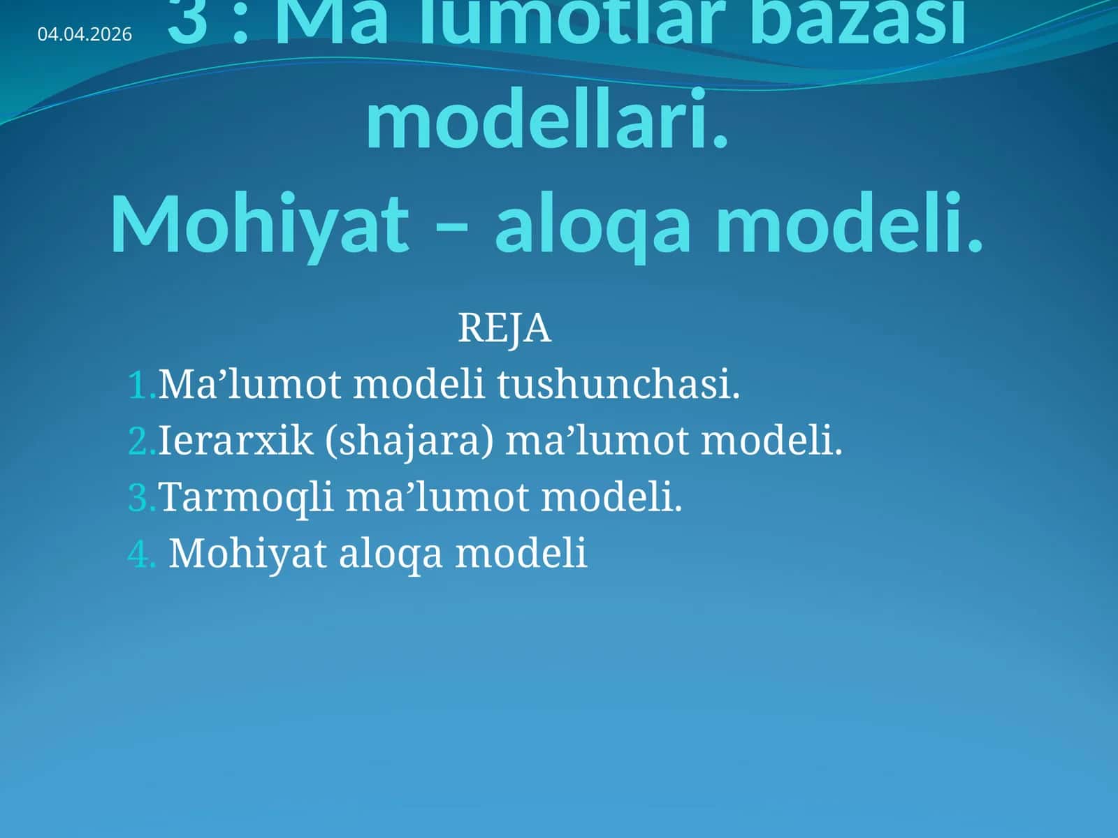 Ma’lumot modeli 1