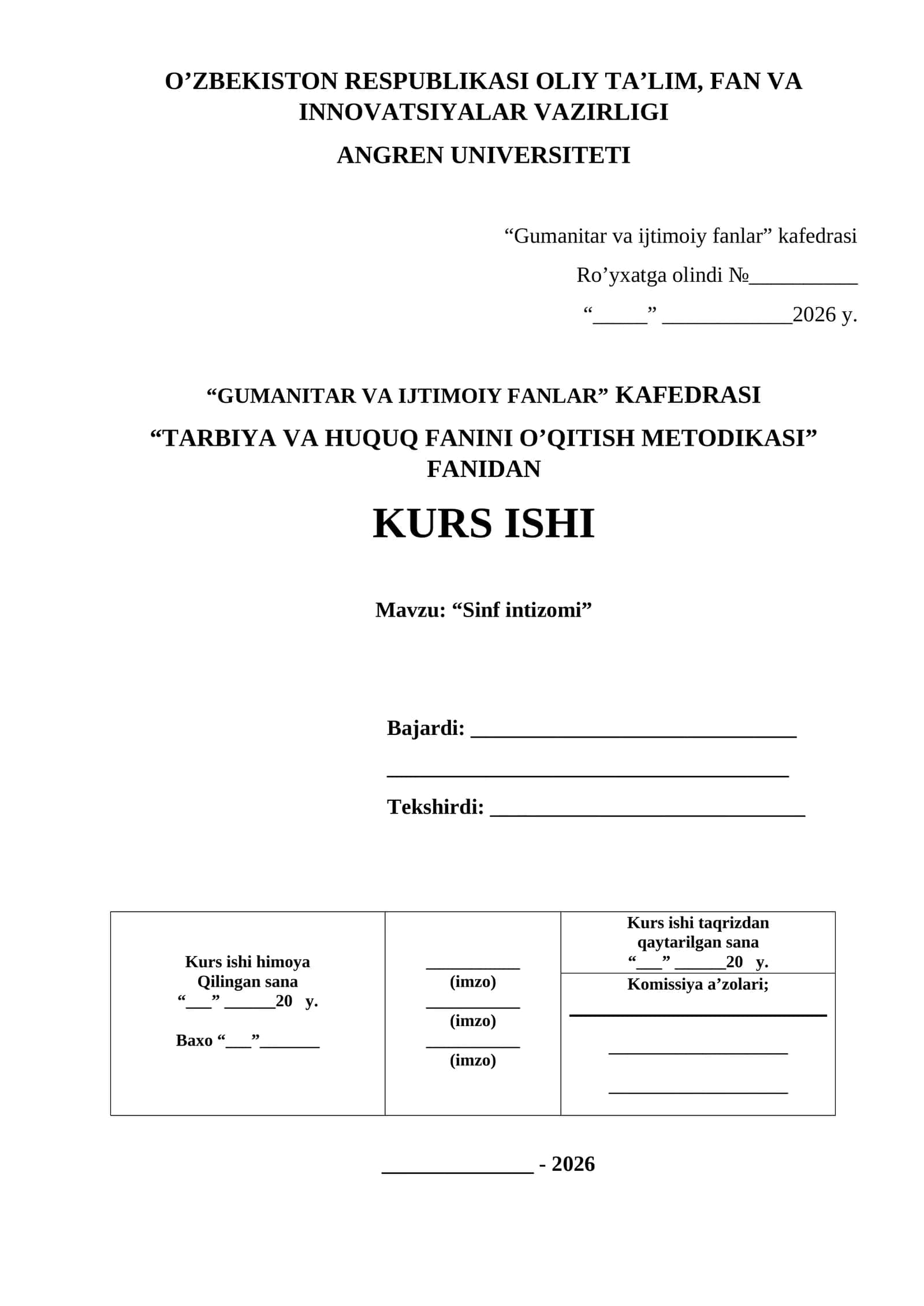 “Sinf intizomi” 1