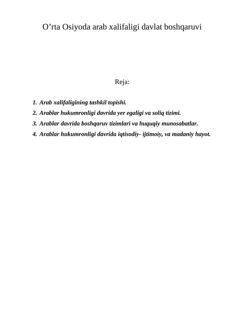 Arab xalifaligi davlat boshqaruvi 1