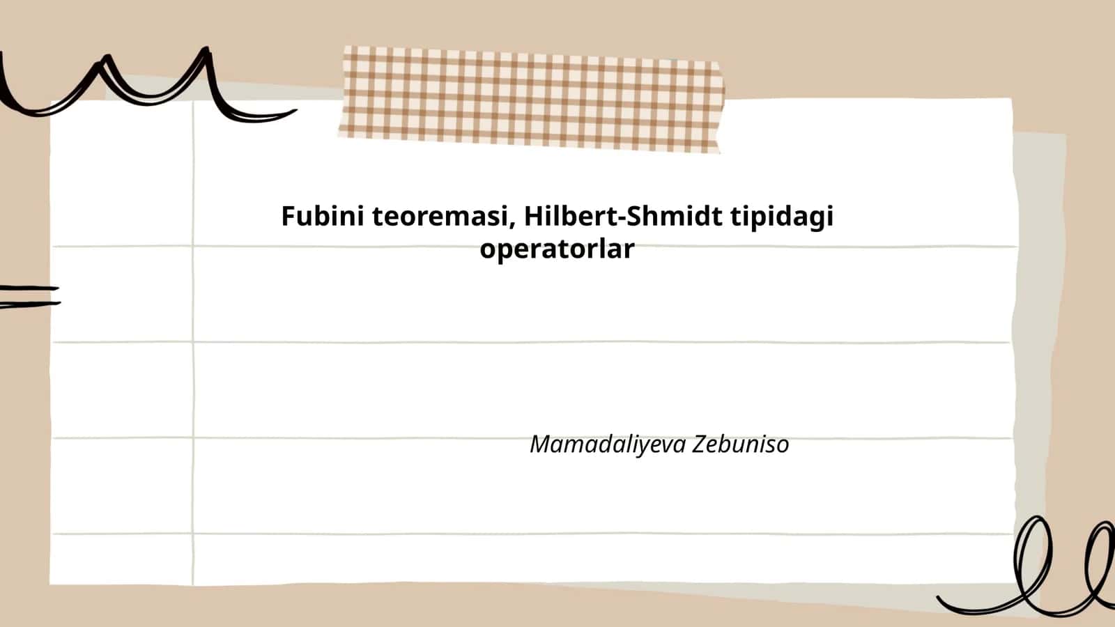 Fubini teoremasi, Hilbert-Shmidt tipidagi operatorlar 1
