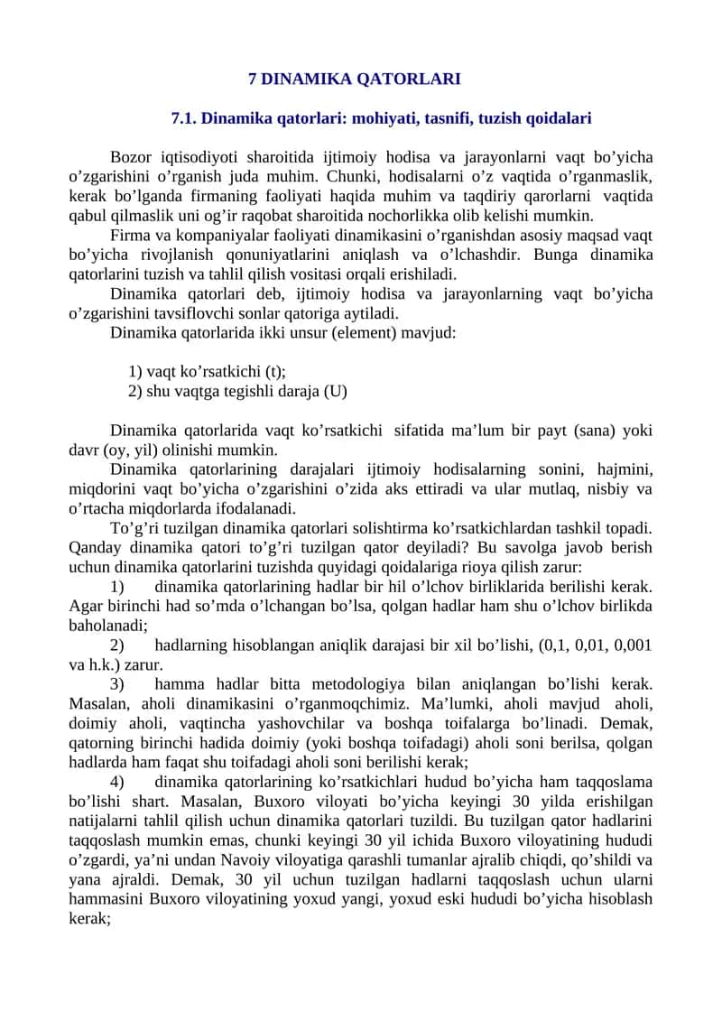 Dinamika qatorlari 1