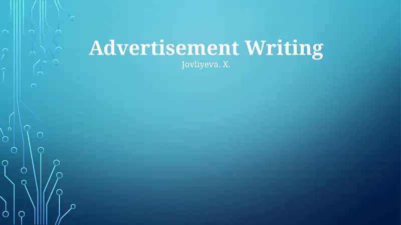 Advertisement Writing 1