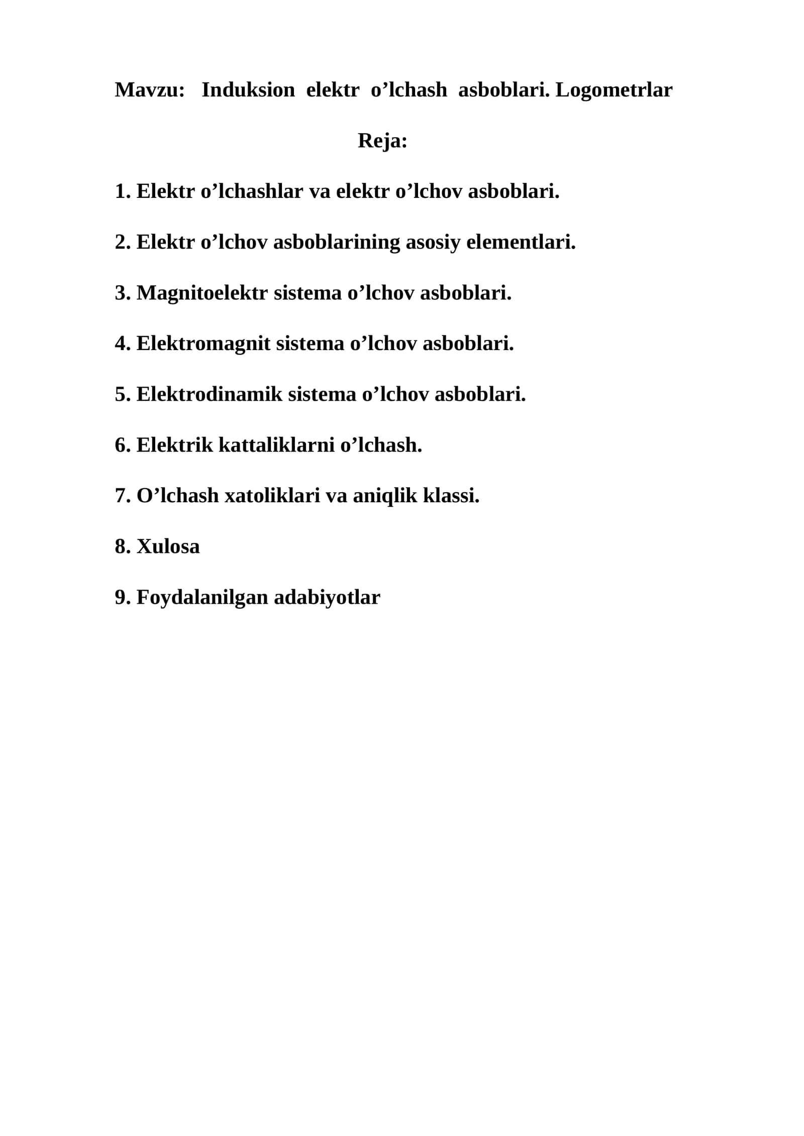 Induksion elektr o’lchash asboblari. Logometrlar 1